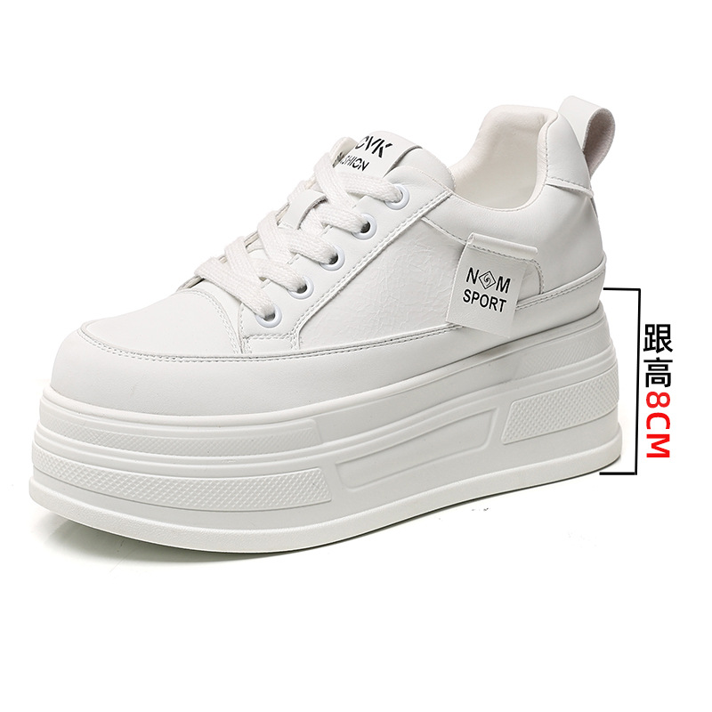 Skateboard - Damen-Skateboard-Schuhe mit dicker Sohle, klobige Ledersneaker,