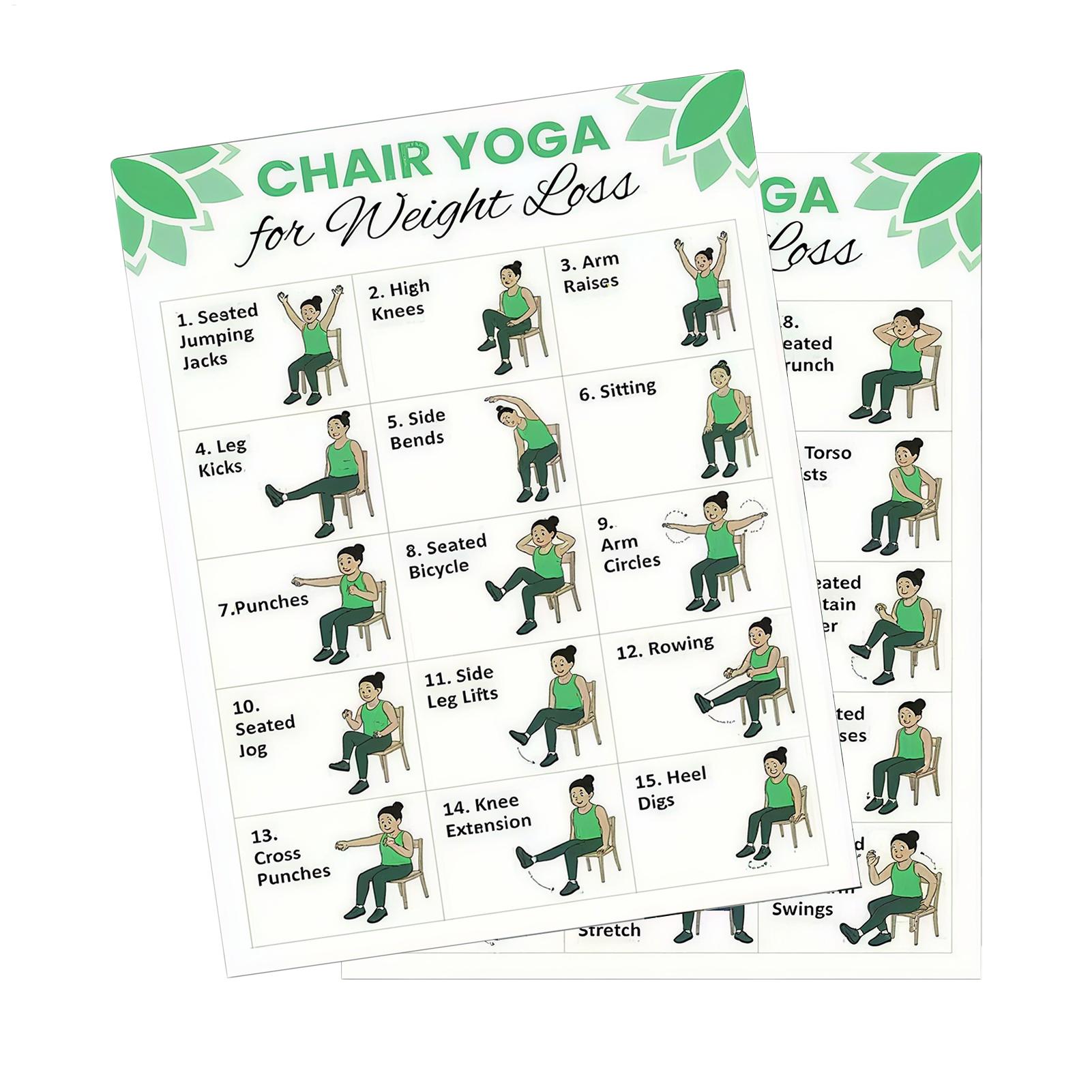 Sports Equipment Poster - 2 Stück Yoga-Poster für Heimtraining, 30-Tage-Stuhl-Yoga-Plan